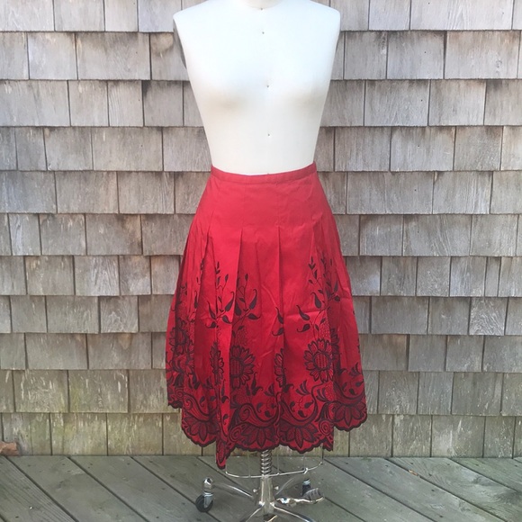 Shani Embroidered Silk Taffeta Skirt - Picture 1 of 5